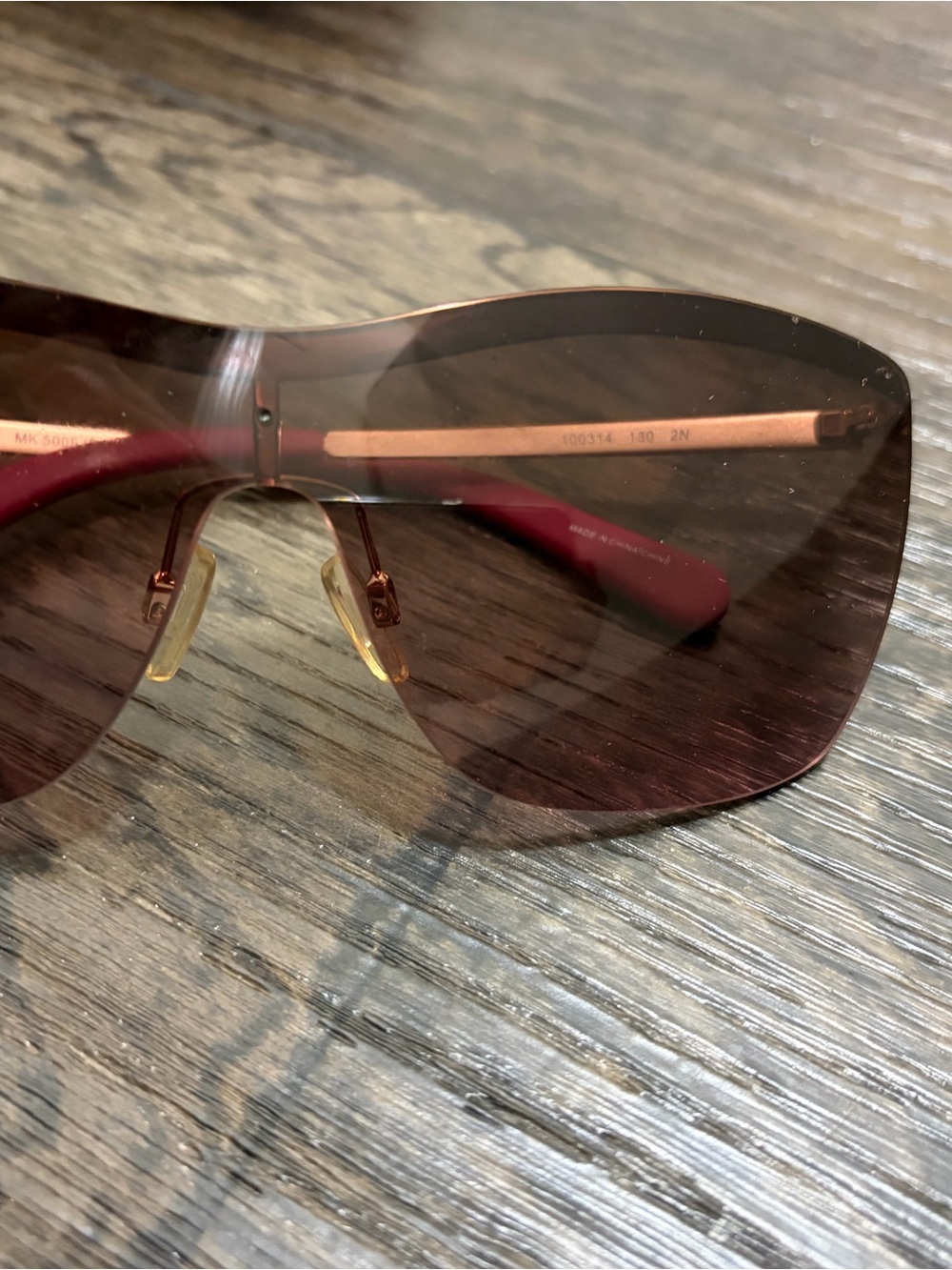 Michael Kors Women's Rimless Shield Sunglasses - Brown Lenses with Gold Accents